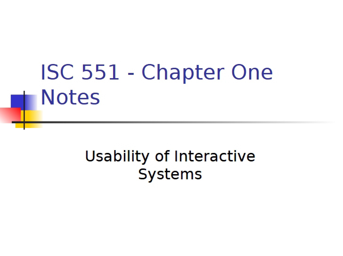 Interactive System Usability