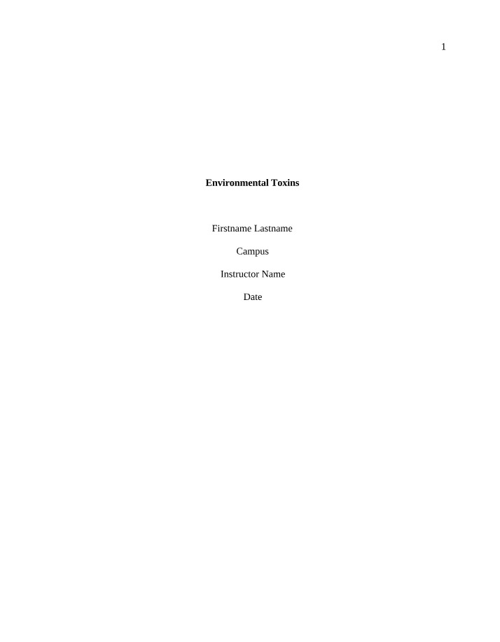Environmental Toxins and Their Contribution to Illnesses