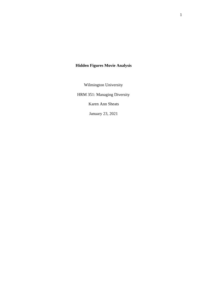 Analysis of the Movie Hidden Figures
