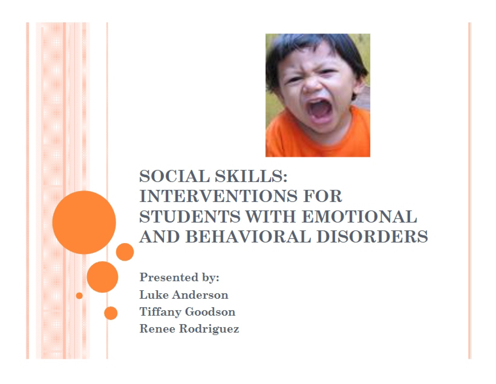 Interventions Emotional and Behavioral Disorders