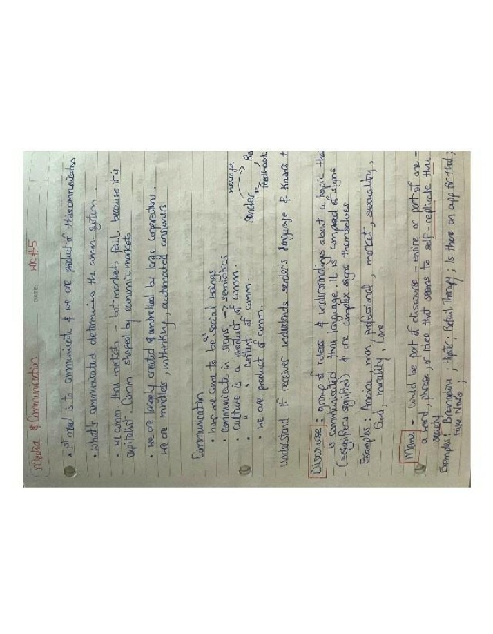 Notes for Media & Communication