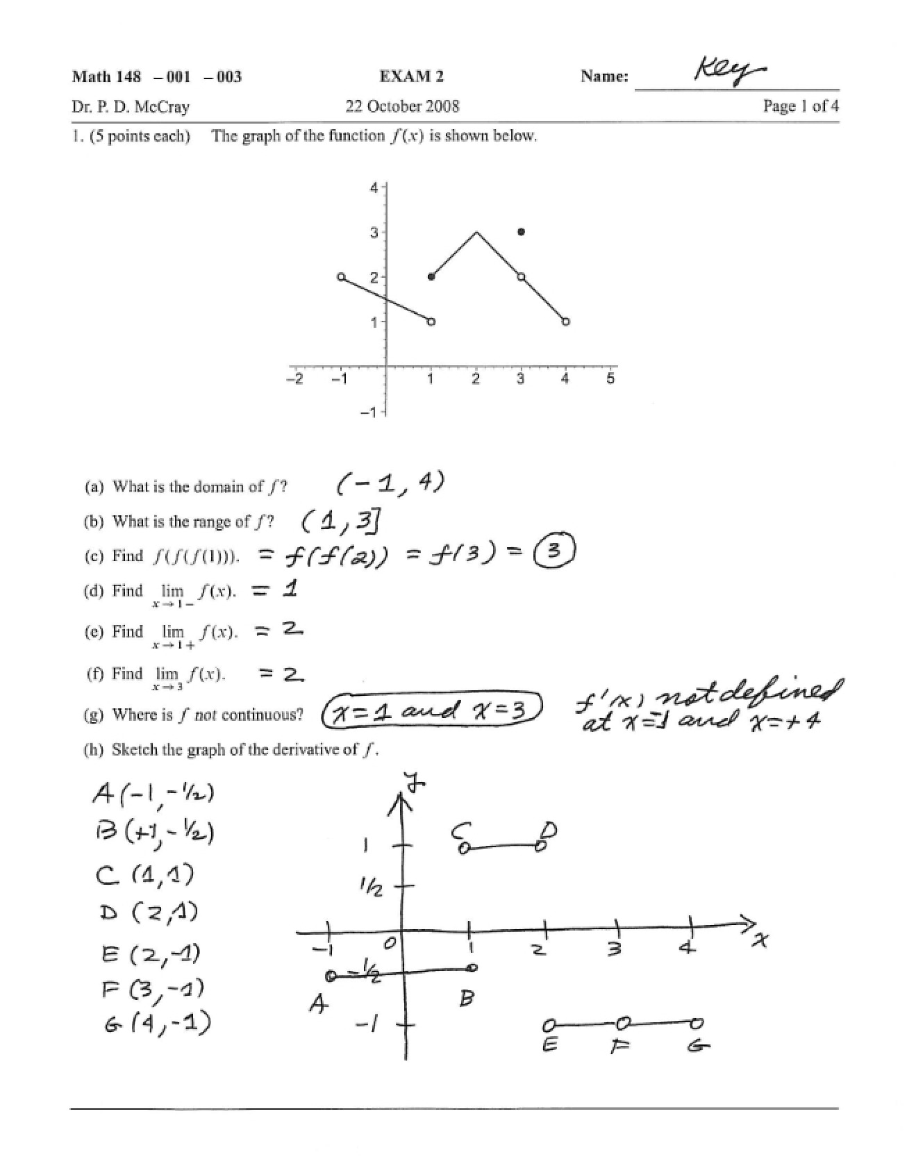 Second Exam on Preparation for Calculus