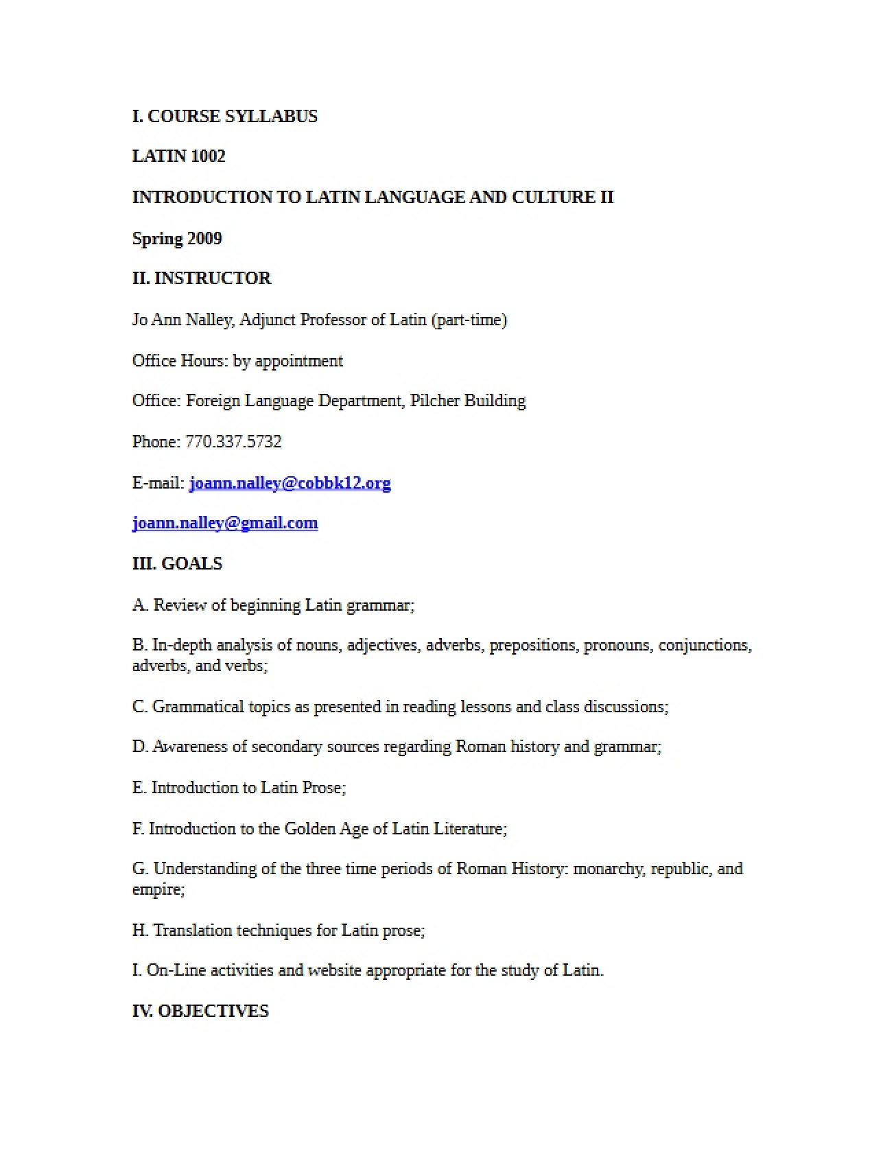 Program Overview LATN 1002