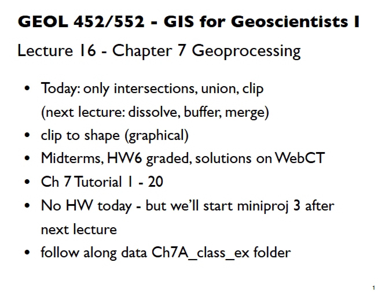 Sixteenth Lecture in GIS for Geoscientists