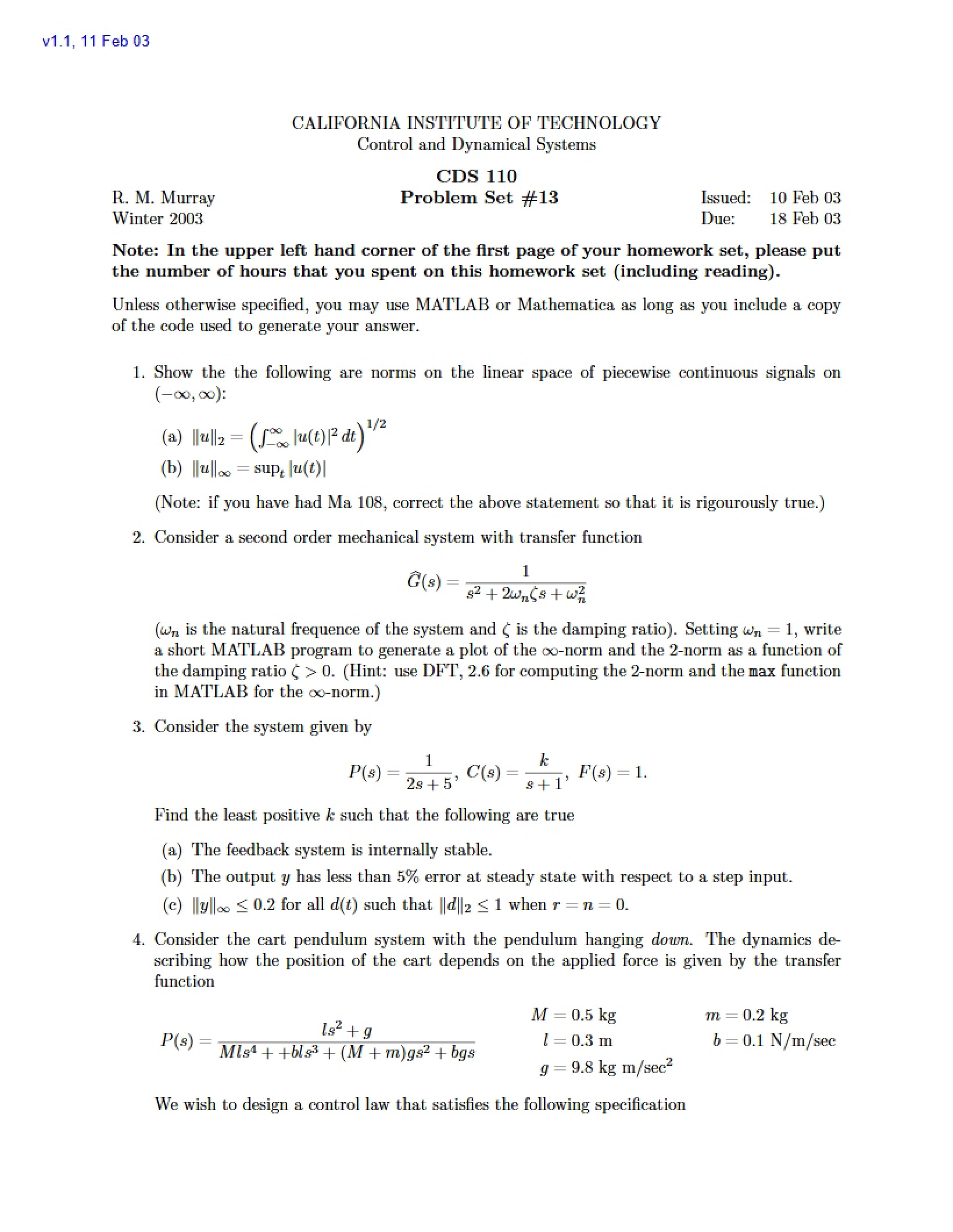 Problem Set Thirteen