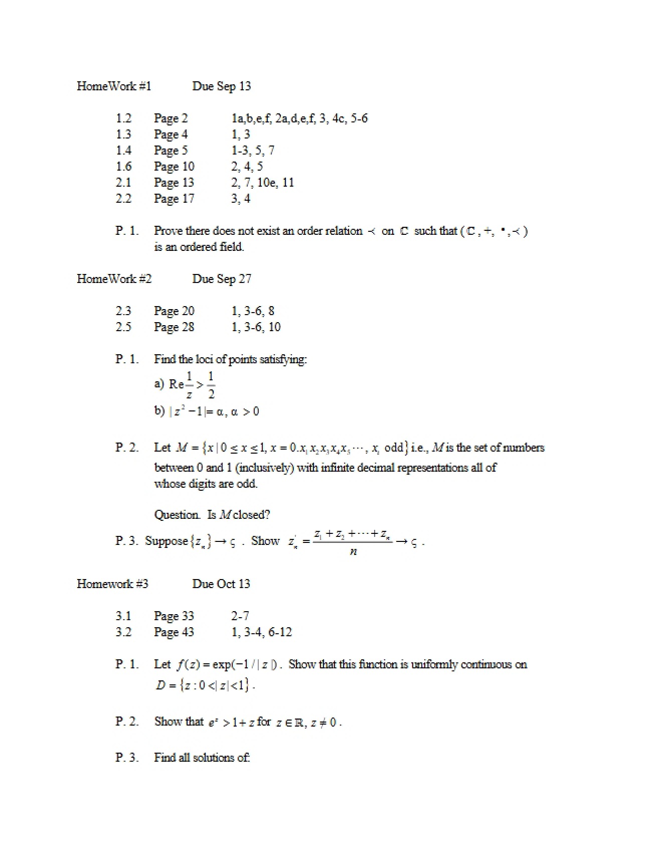 MATH 5320 Homework Set