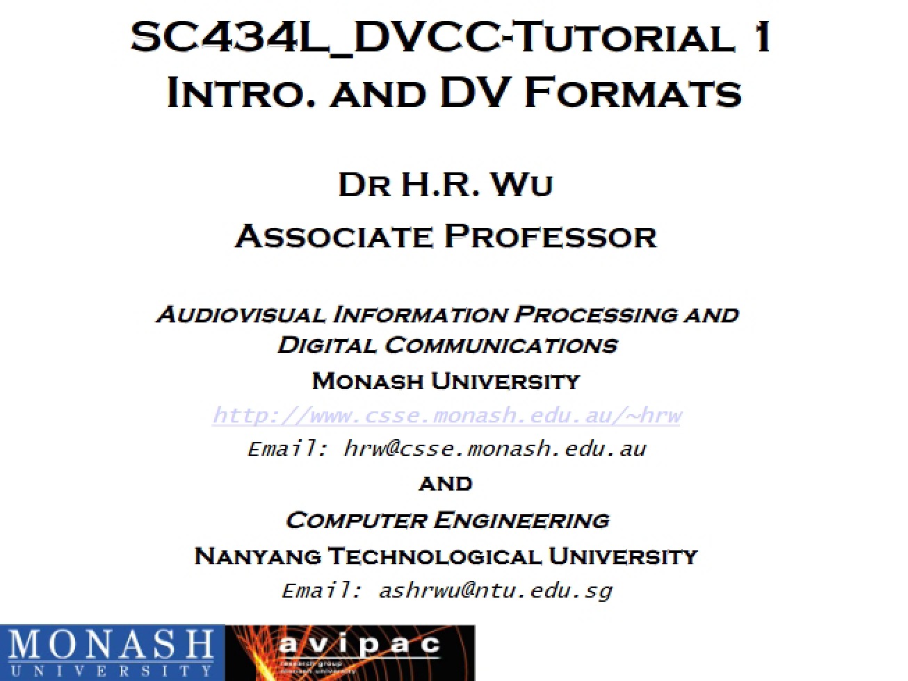 Formats for DV and DVCC Intro
