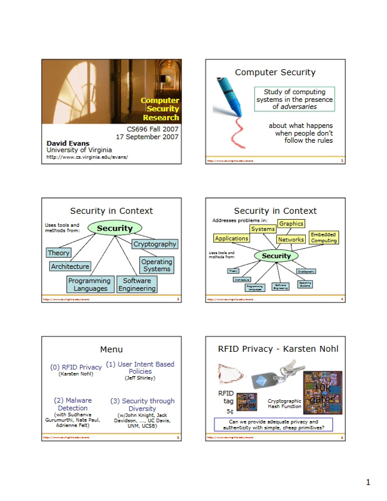 Research in Computer Security
