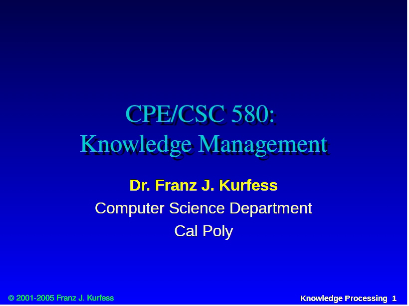 Processing of Knowledge (Topic 2)
