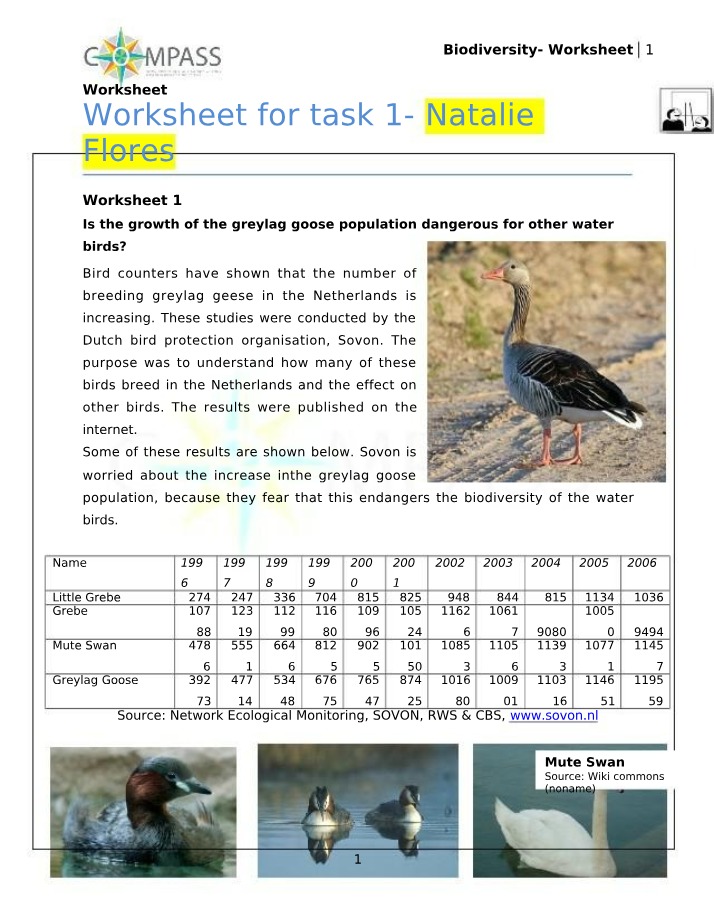 Worksheet on Biodiversity