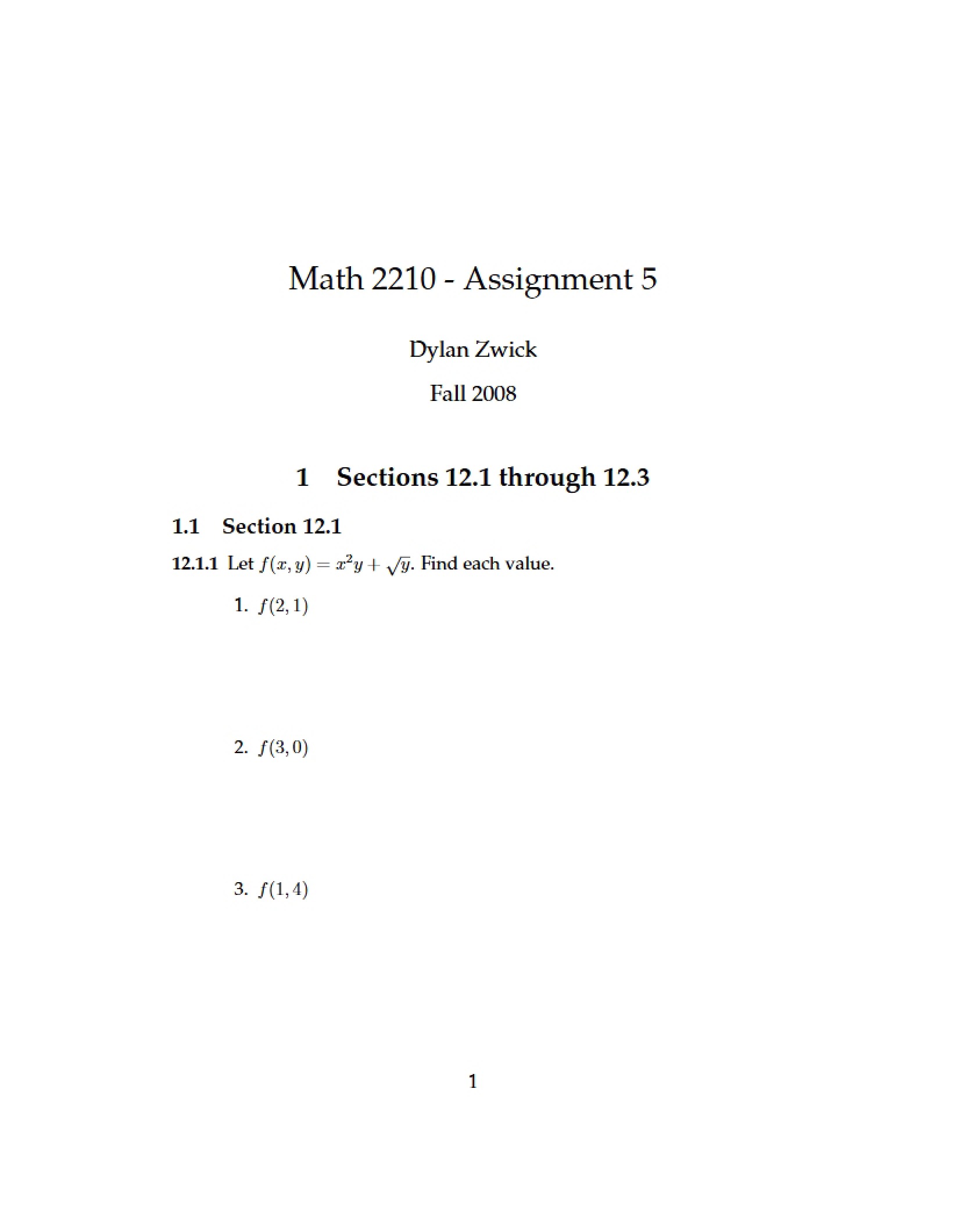 Fifth Assignment