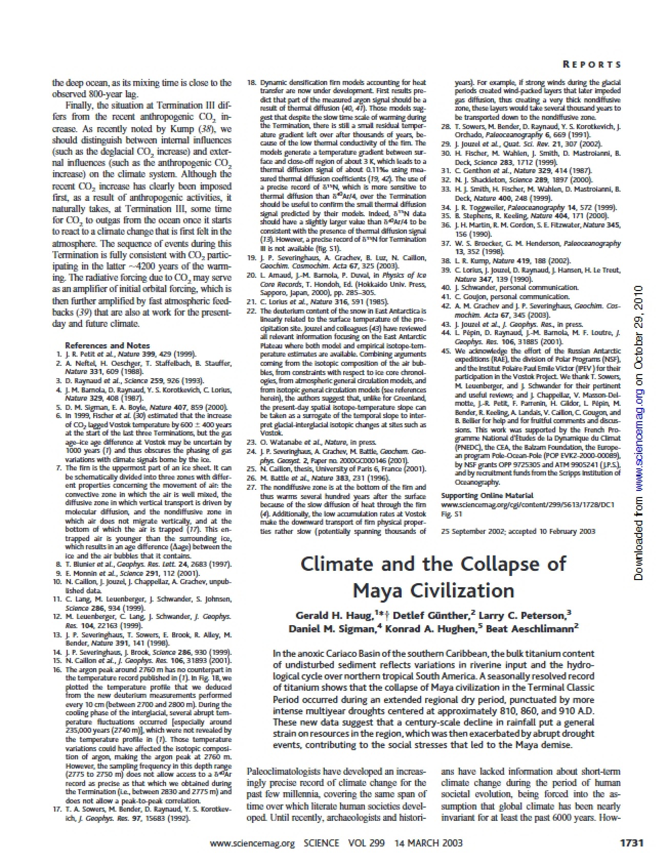 Maya Civilization Collapse and Climate