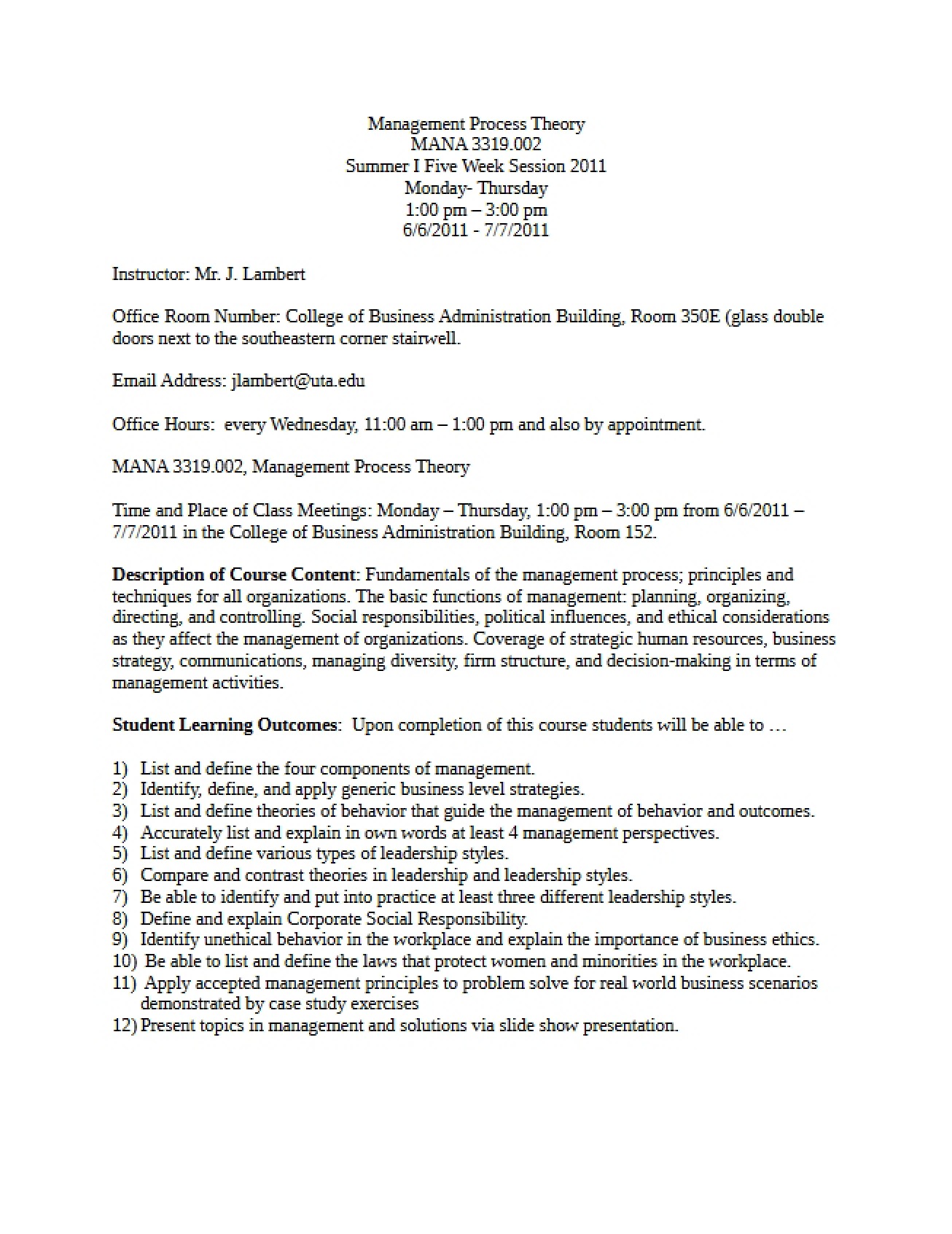 Syllabus Overview