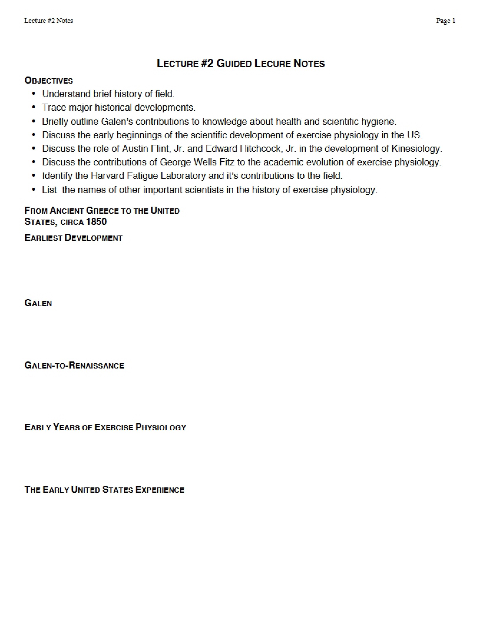 Notes from Lecture 2