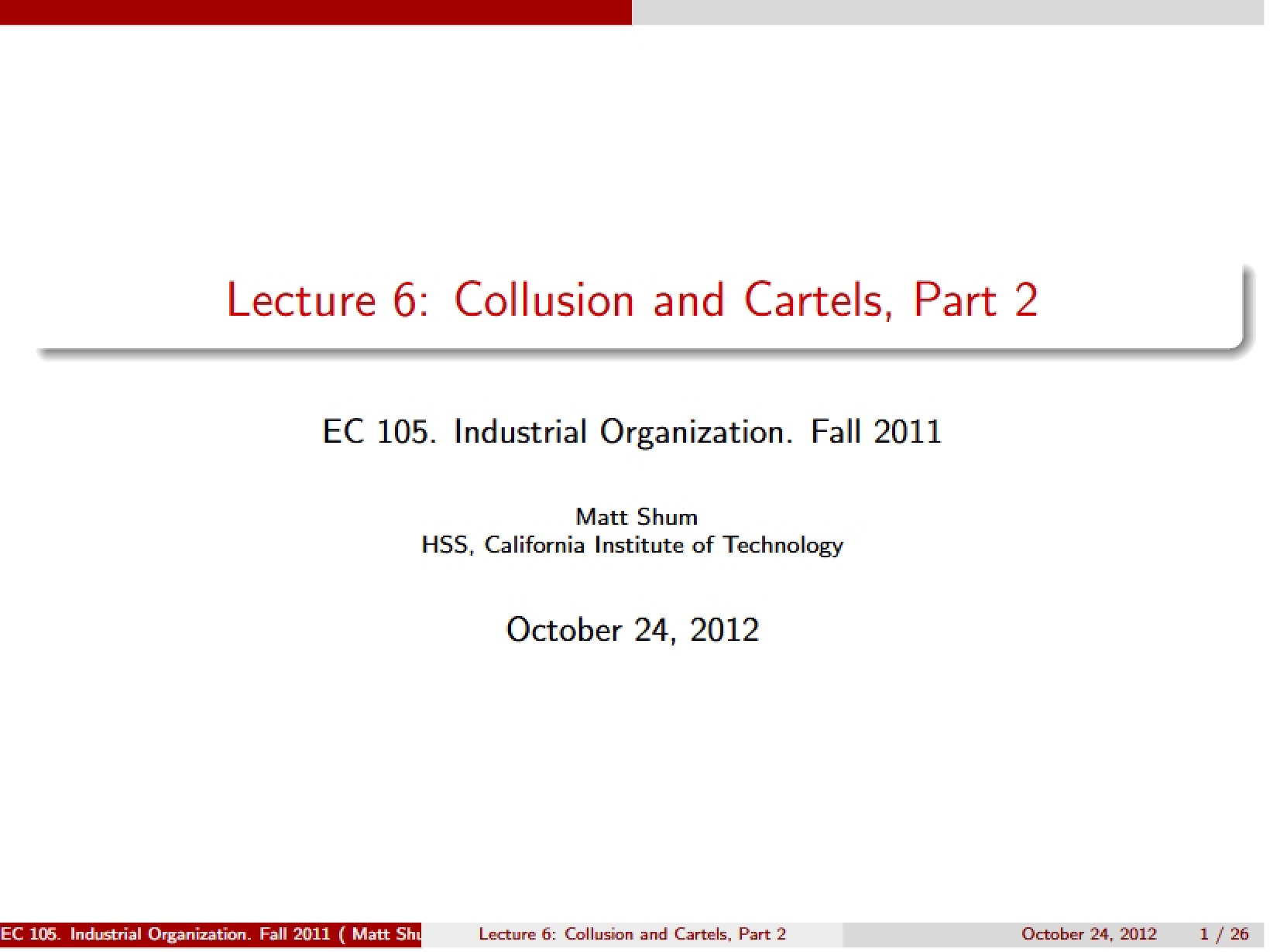 Cartels and Collusion