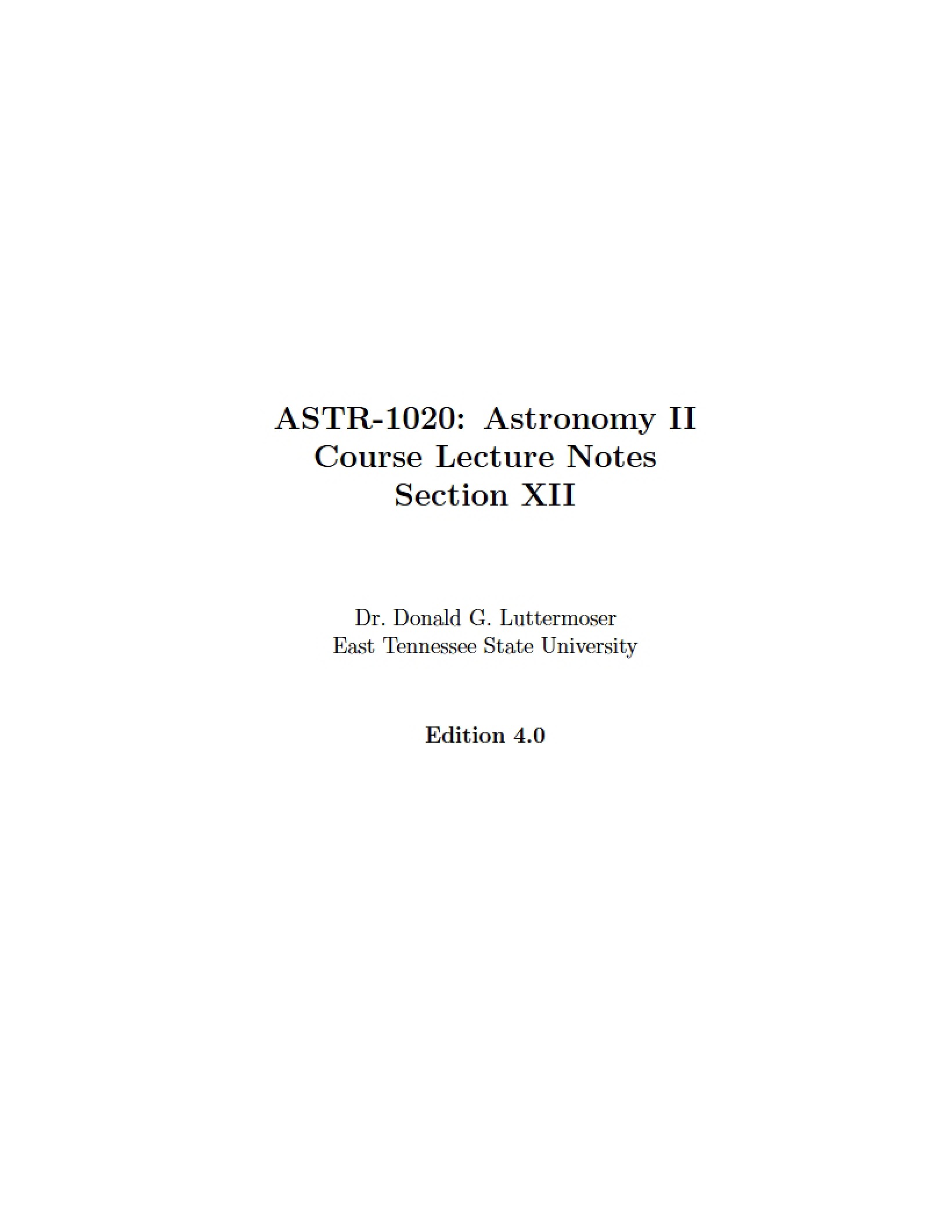 Course Lecture Notes