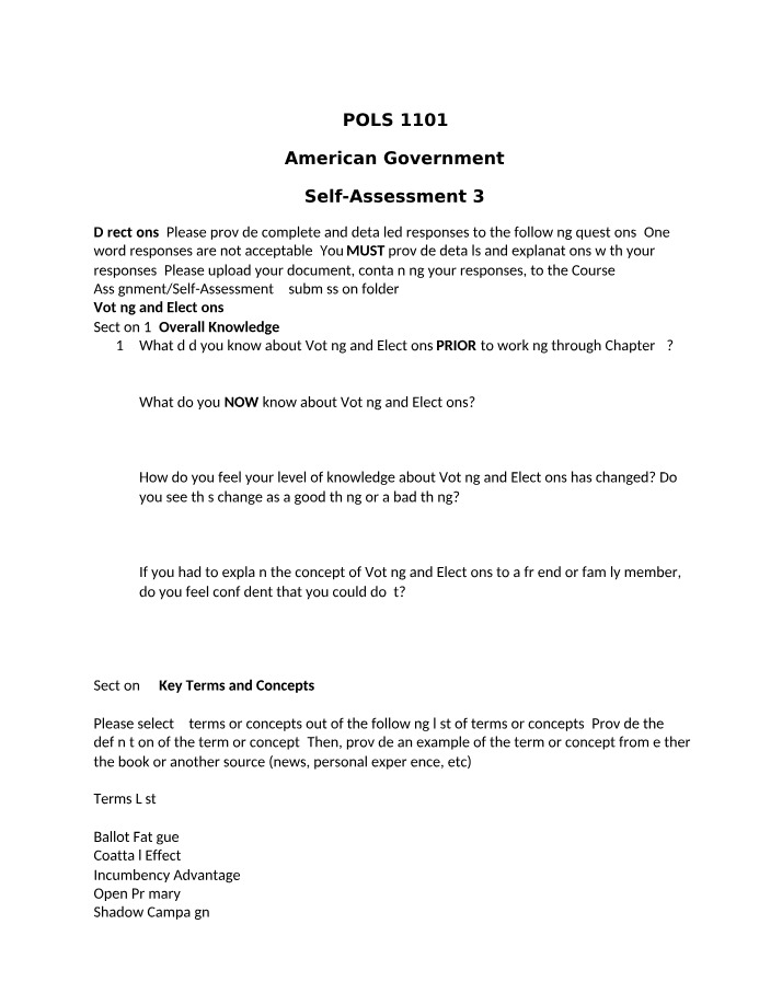 American Government Self-Assessment 3