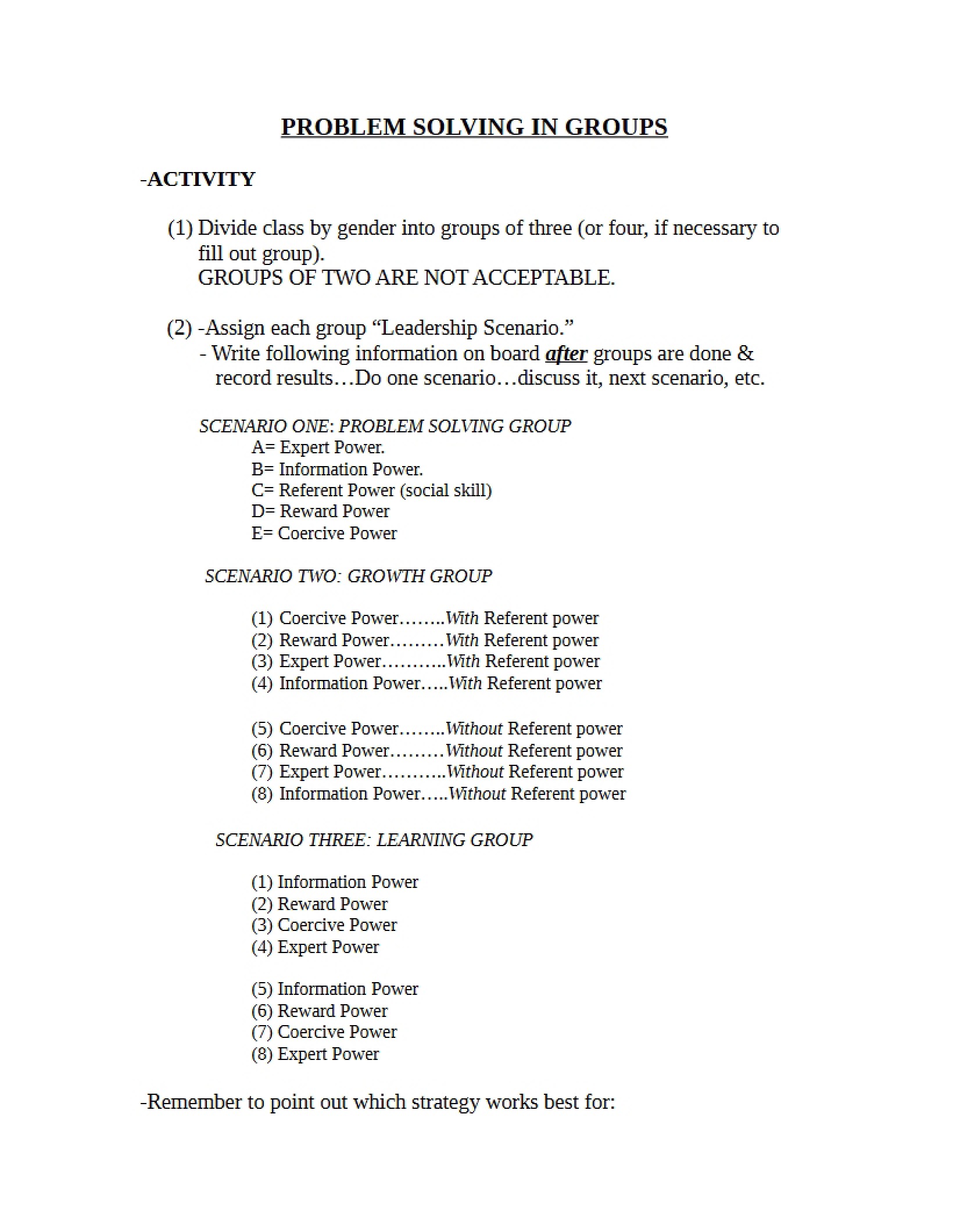 Group Problem Solving
