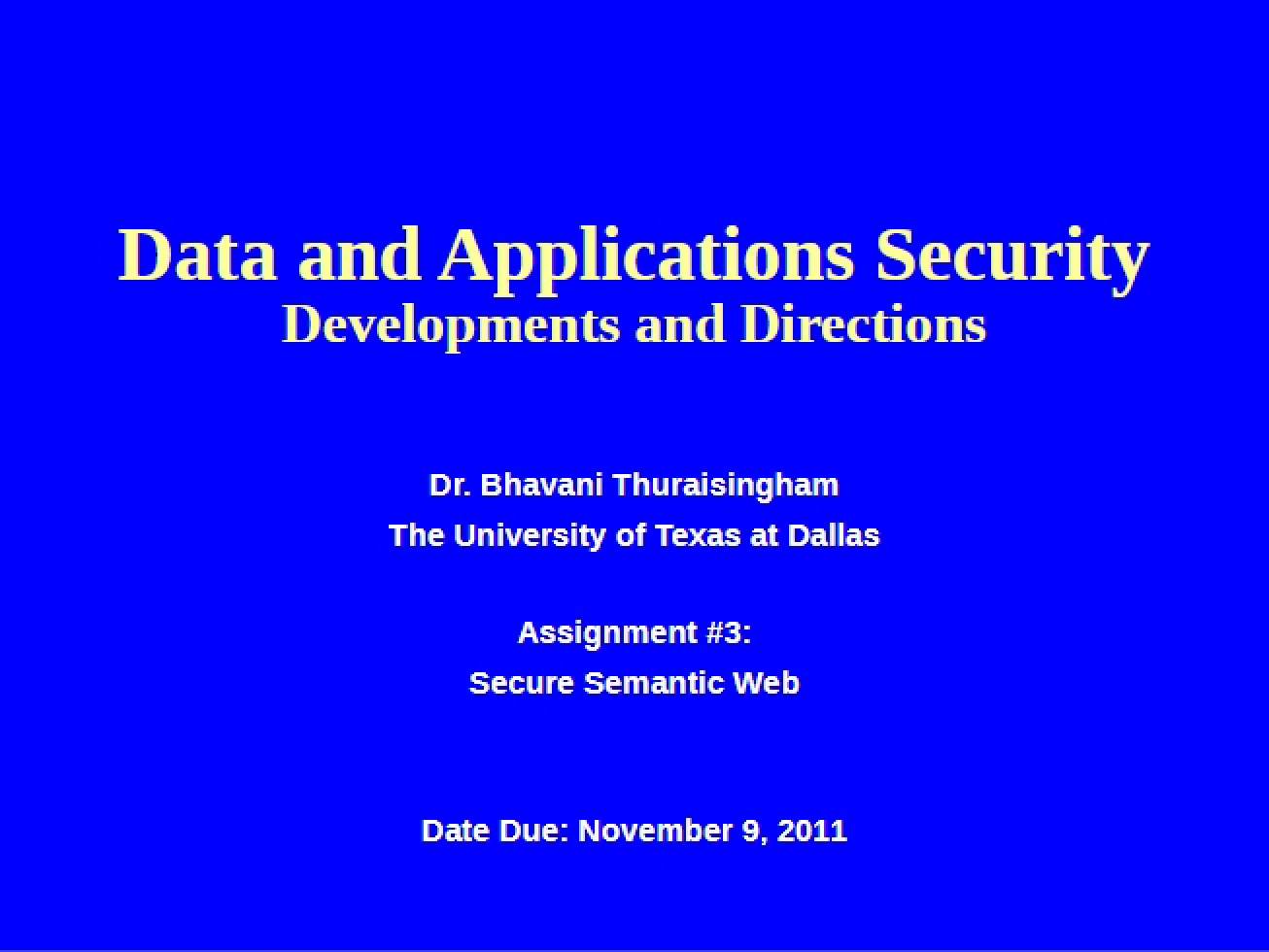 Third Assignment on the Secure Semantic Web