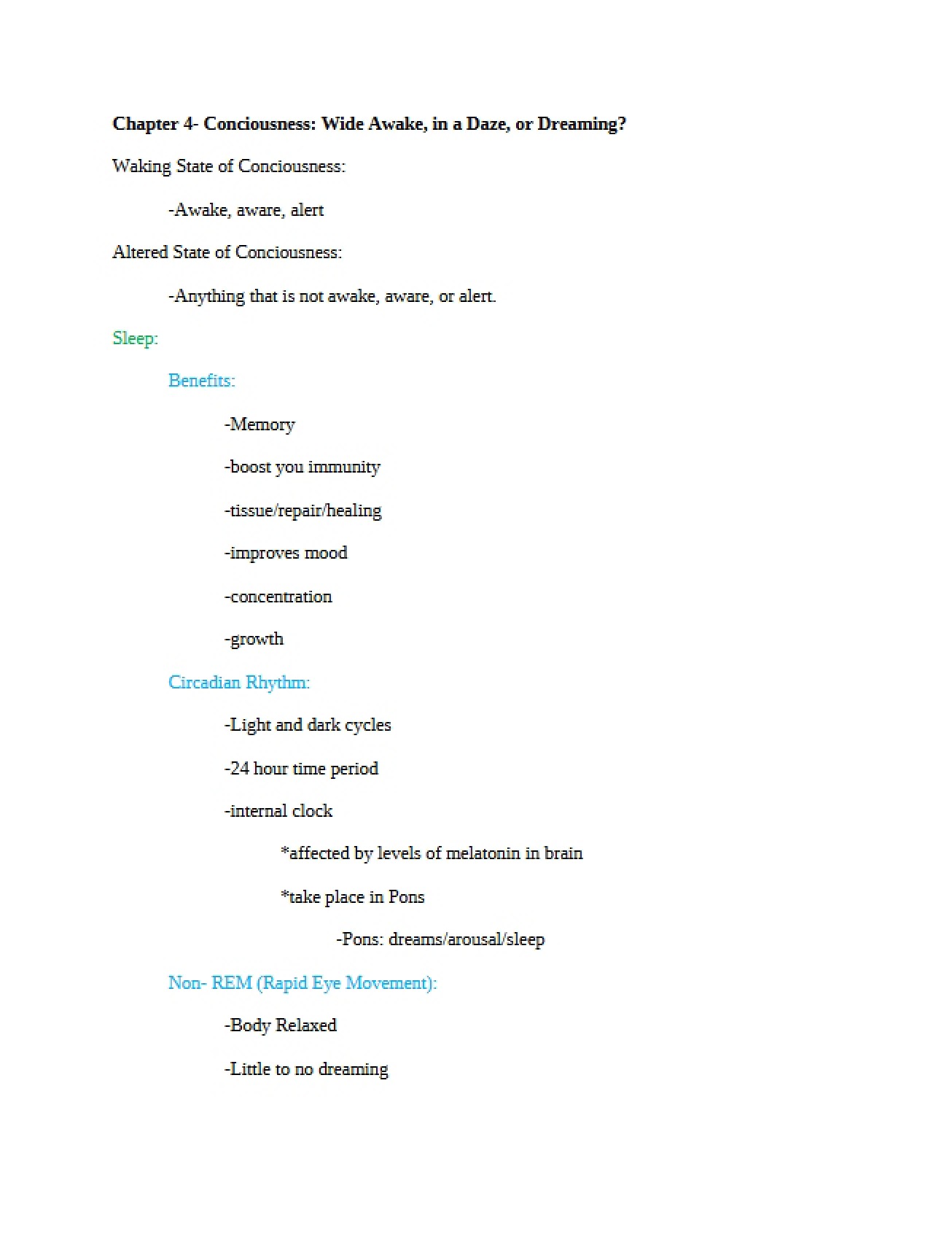 Fourth Chapter States of Consciousness