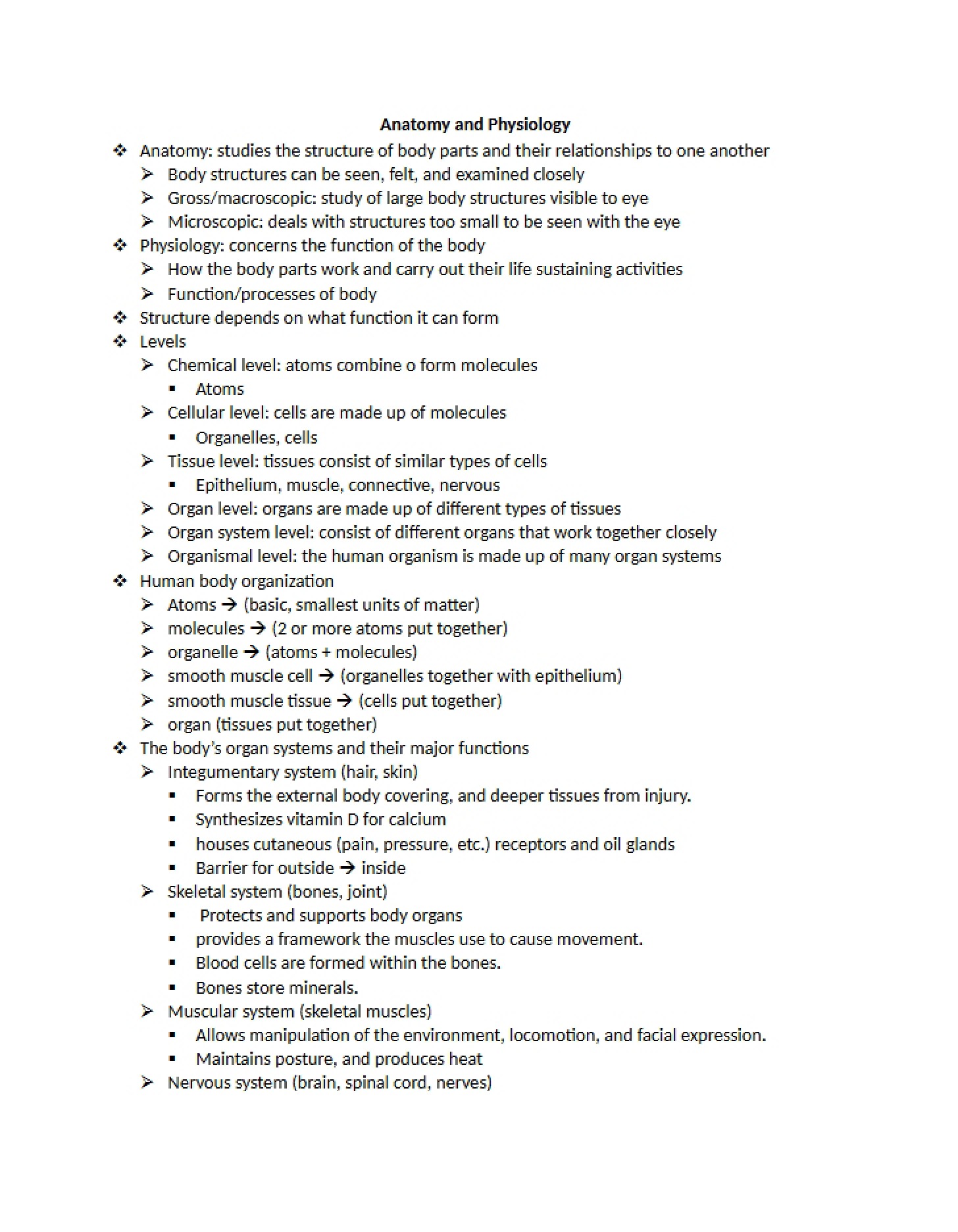 Notes BIO 243 A&P
