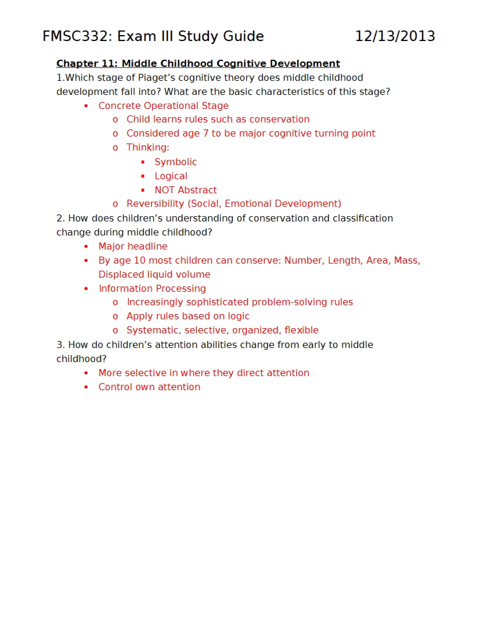 Guide for Exam III