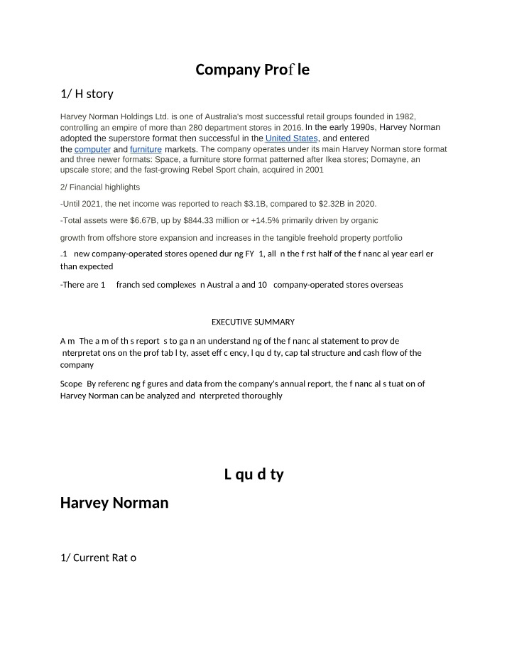 Liquidity Ratio Analysis