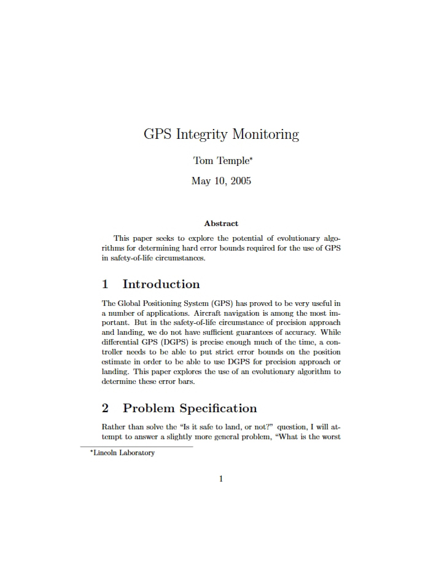 Monitoring GPS Integrity