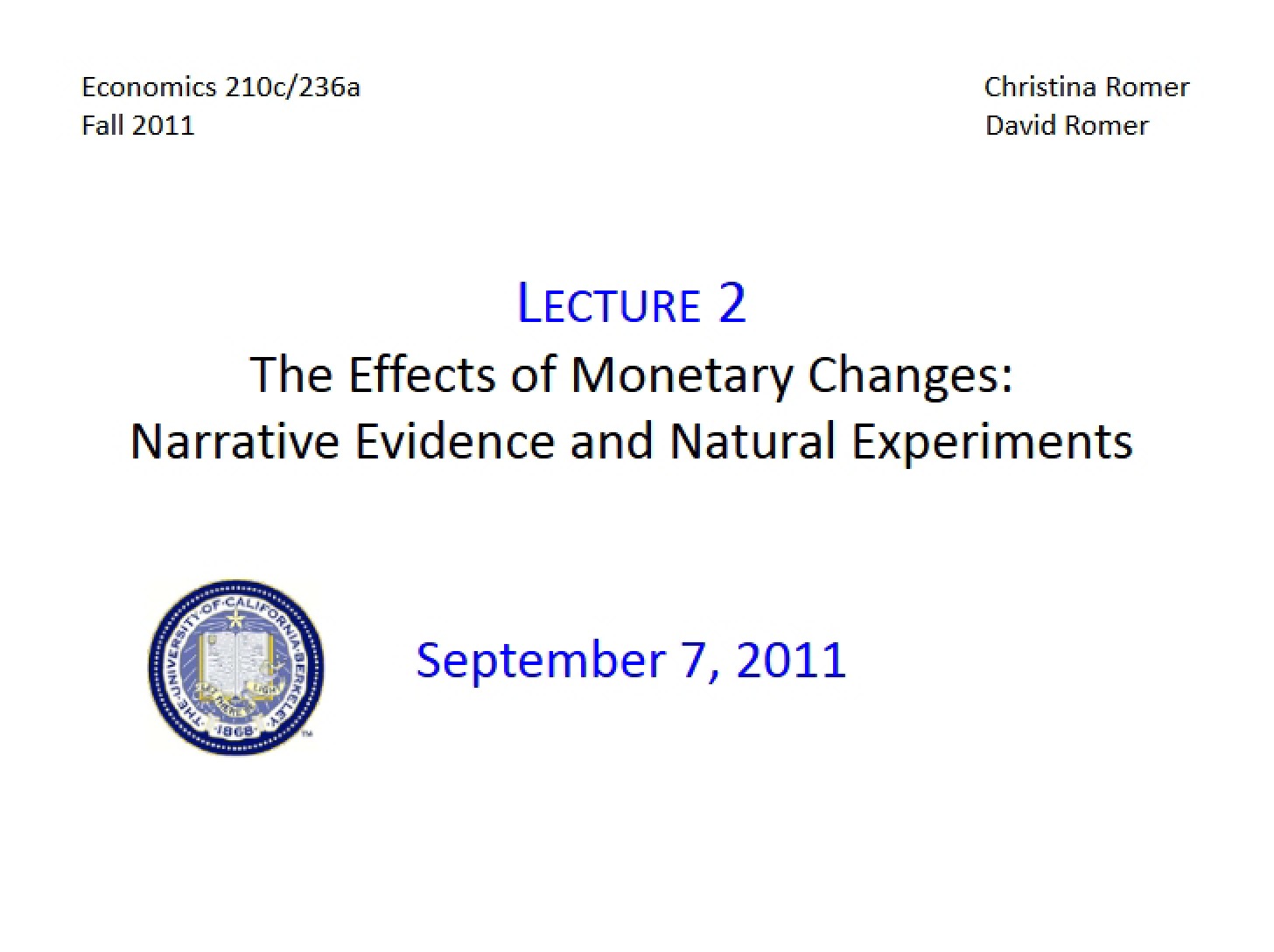 Monetary Changes Effects (Narrative Evidence and Natural Experiments)