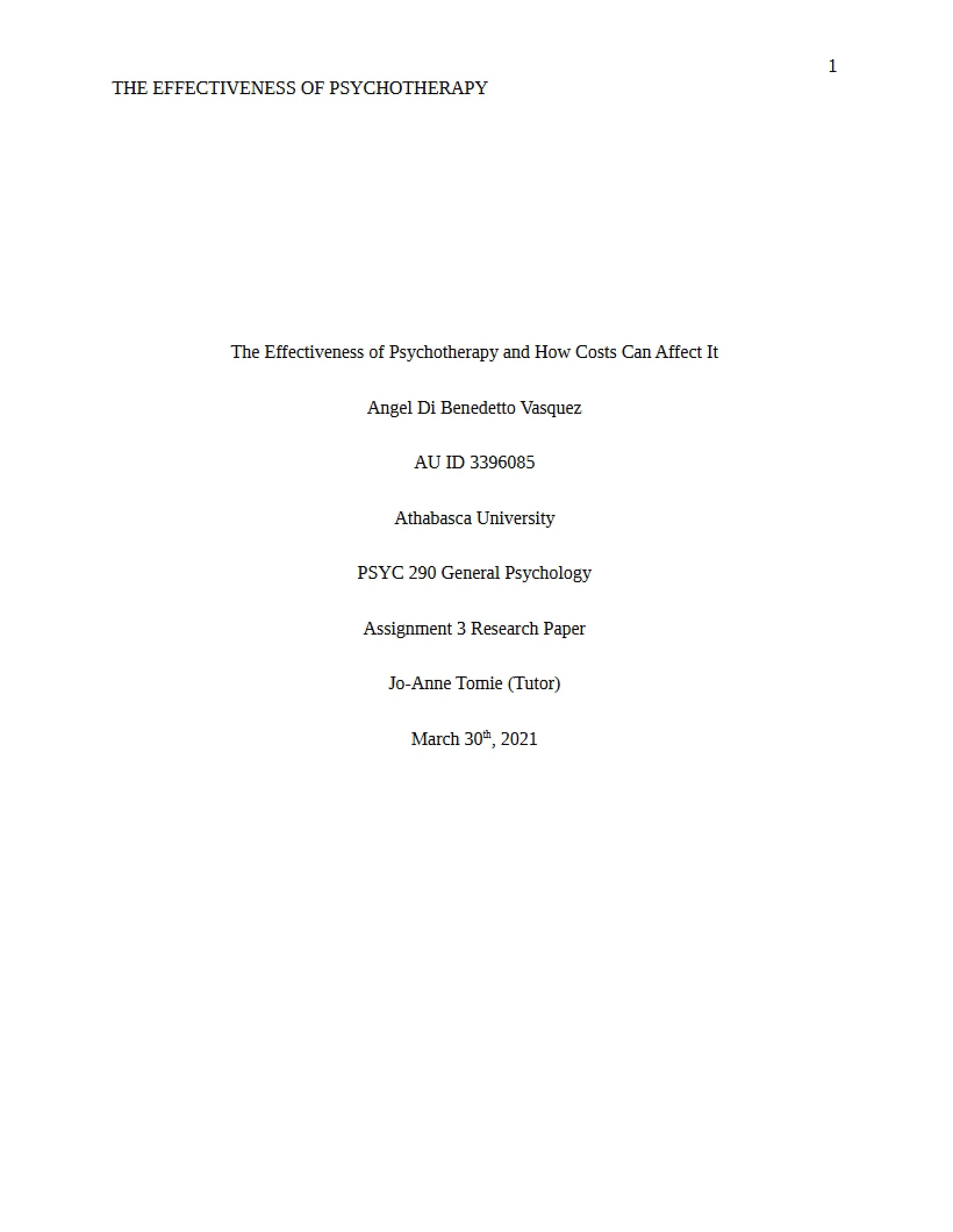 Psychotherapy Effectiveness
