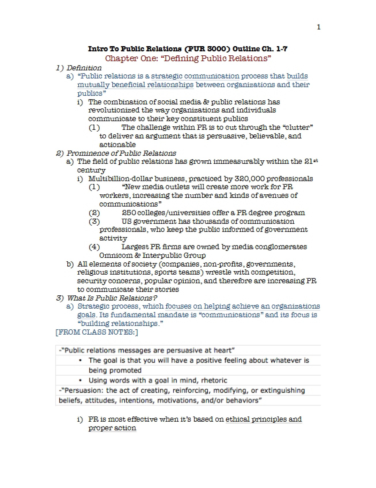 Defining Public Relations - Chapter One