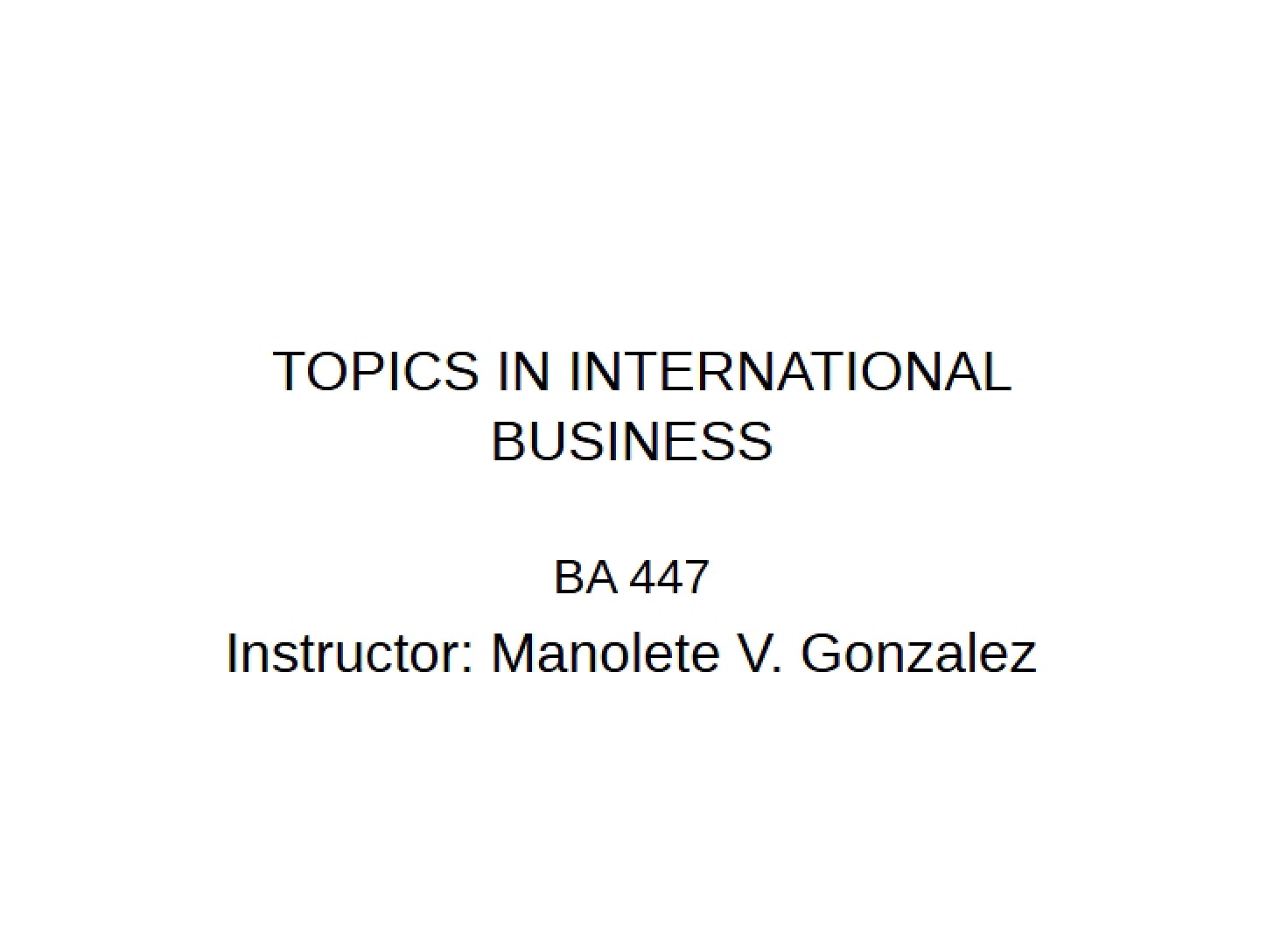 Global Business Topics