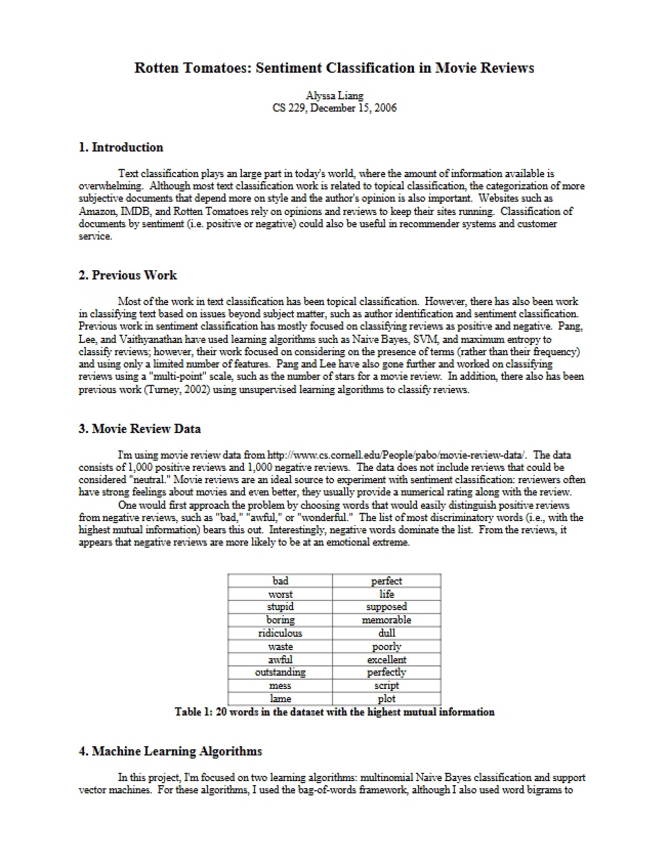 Introduction to Sentiment Classification