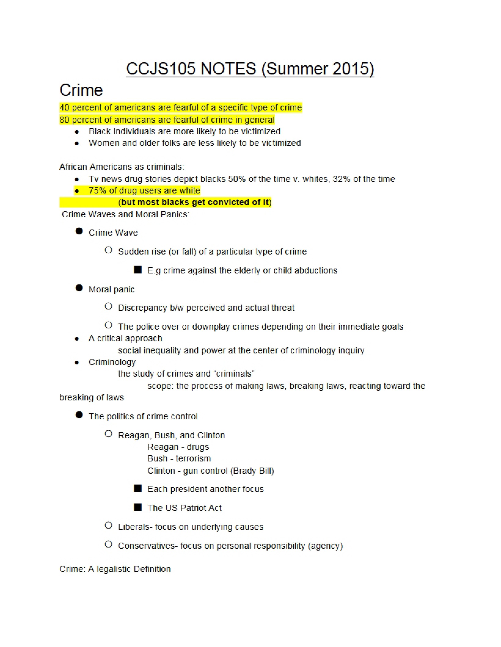 Conceptual Definitions of Crime