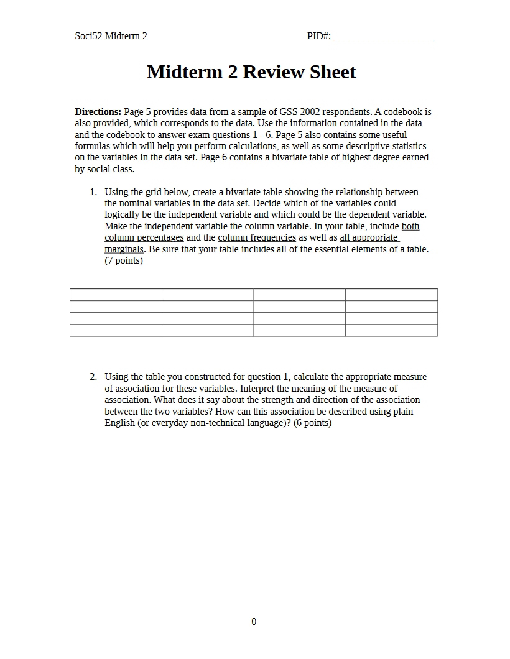 Midterm 2 Review Soci 052