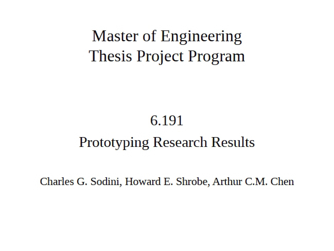 Engineering Thesis Project Program (Master's)