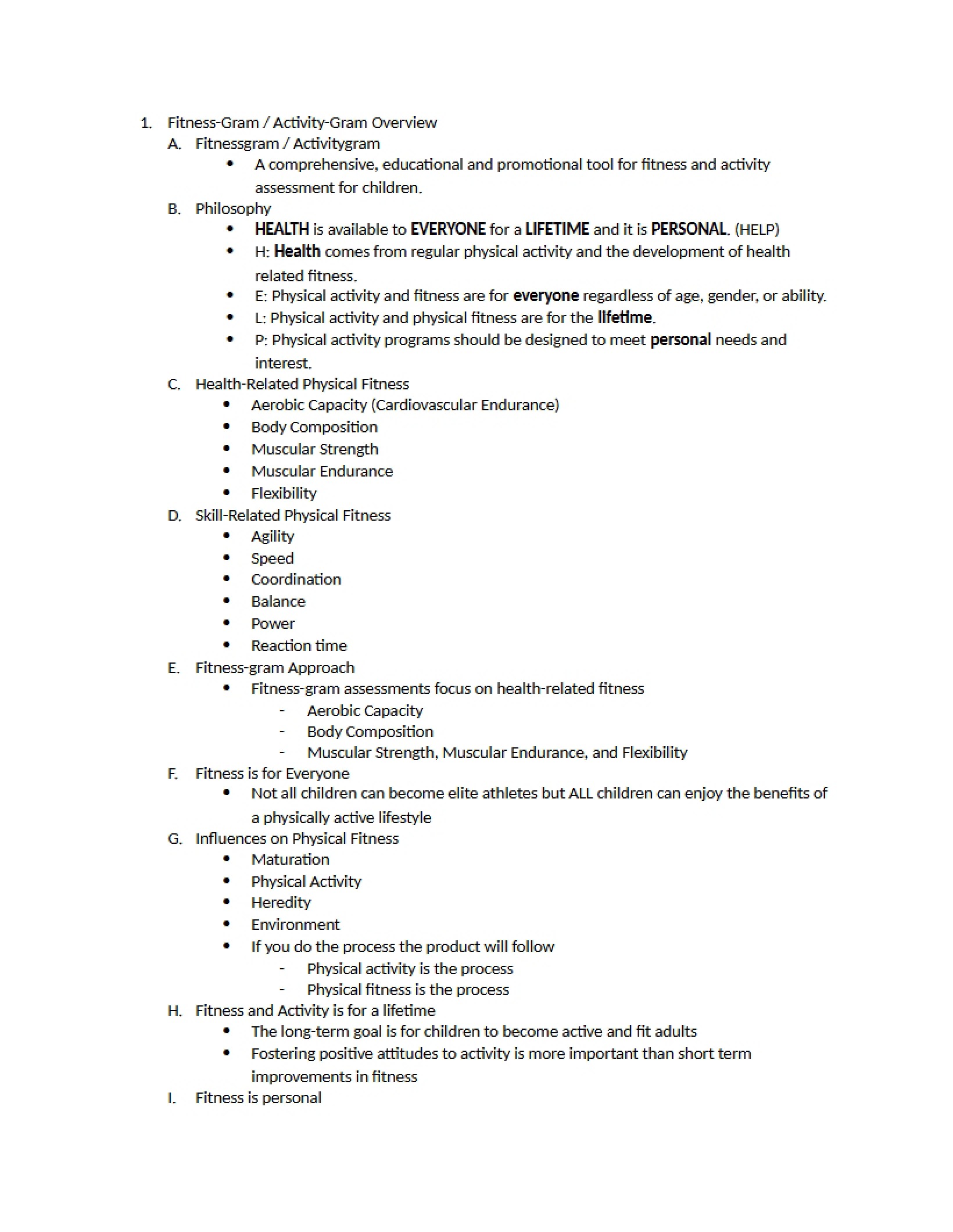 Notes on FitnessGram Overview