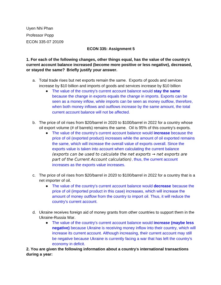 ECON335 Assignment 5