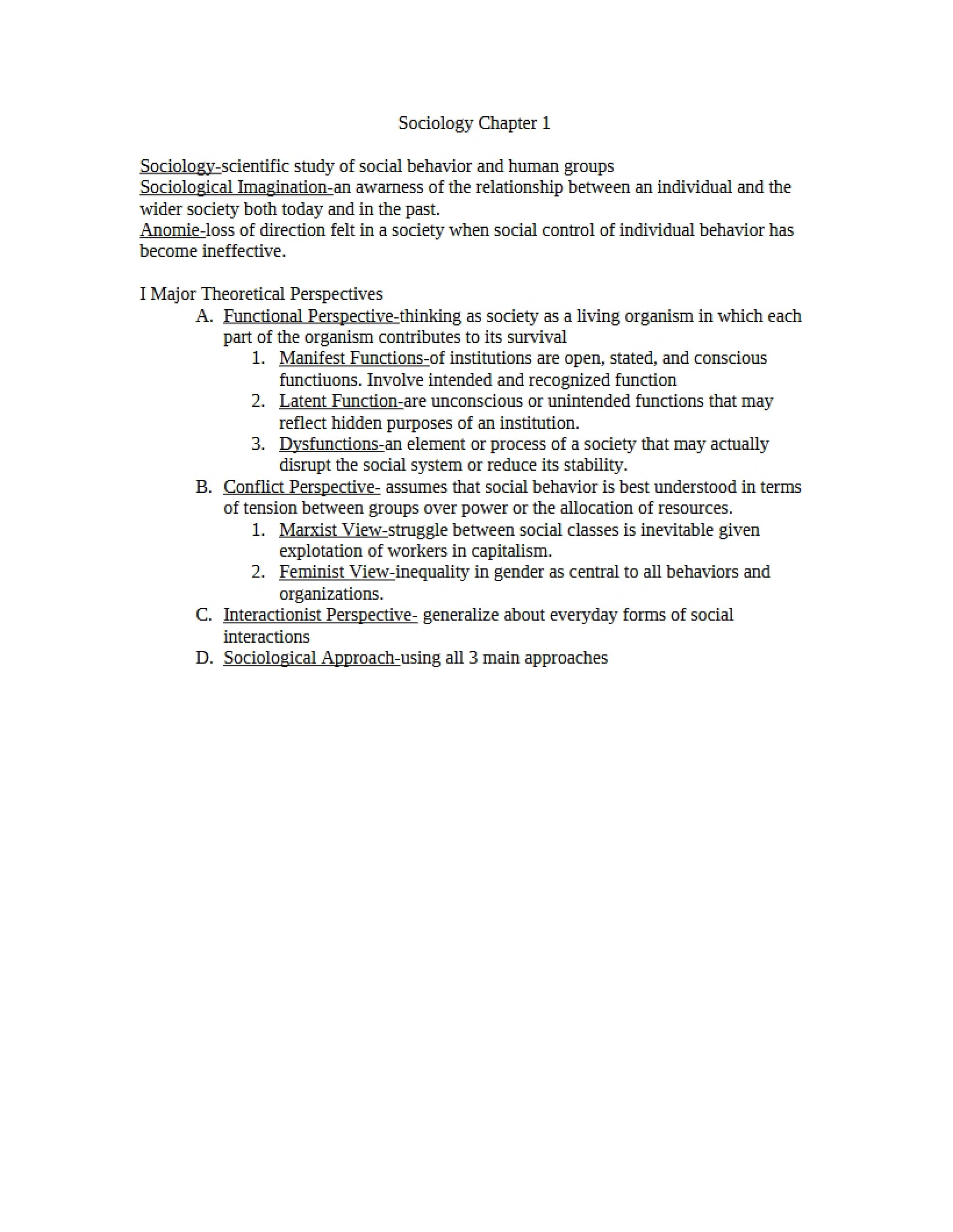Sociology First Chapter