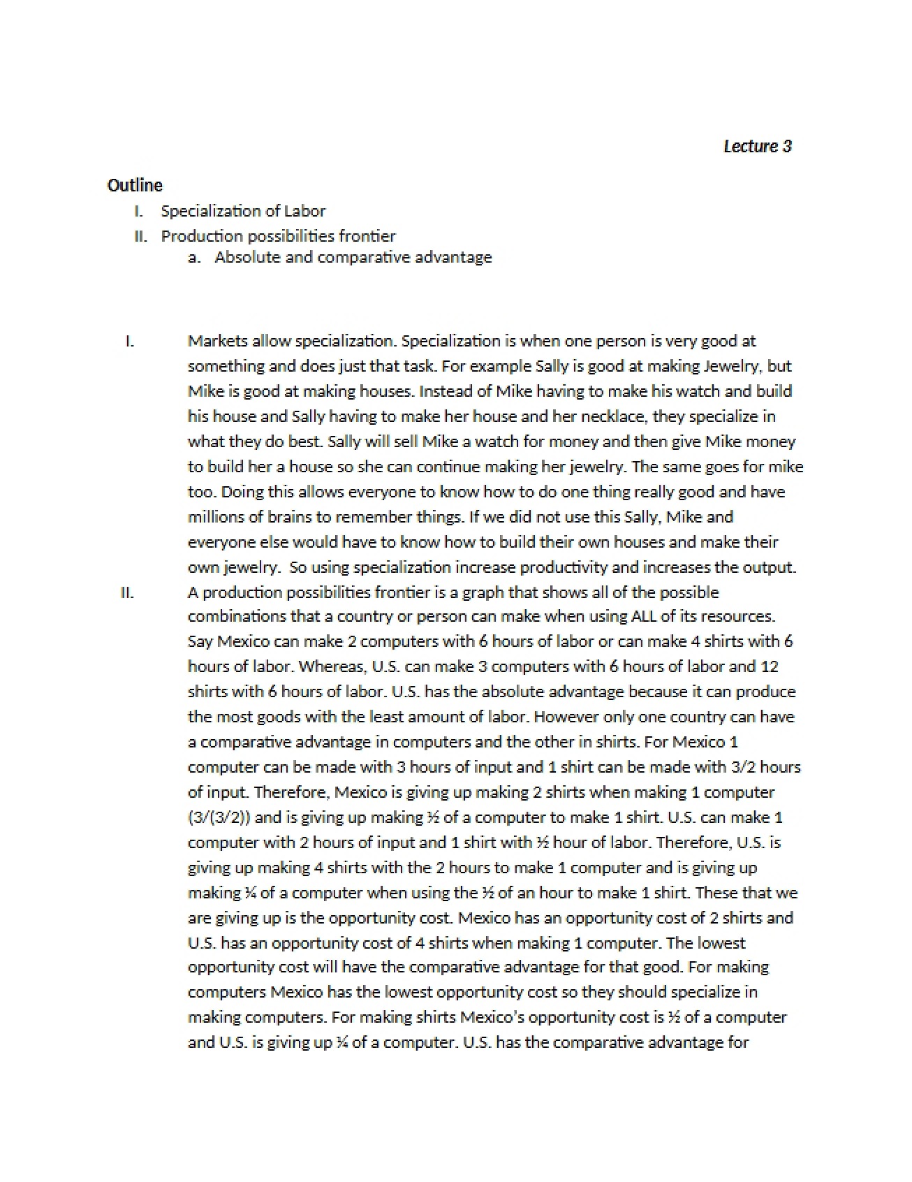 Third Lecture on Principles of Economics