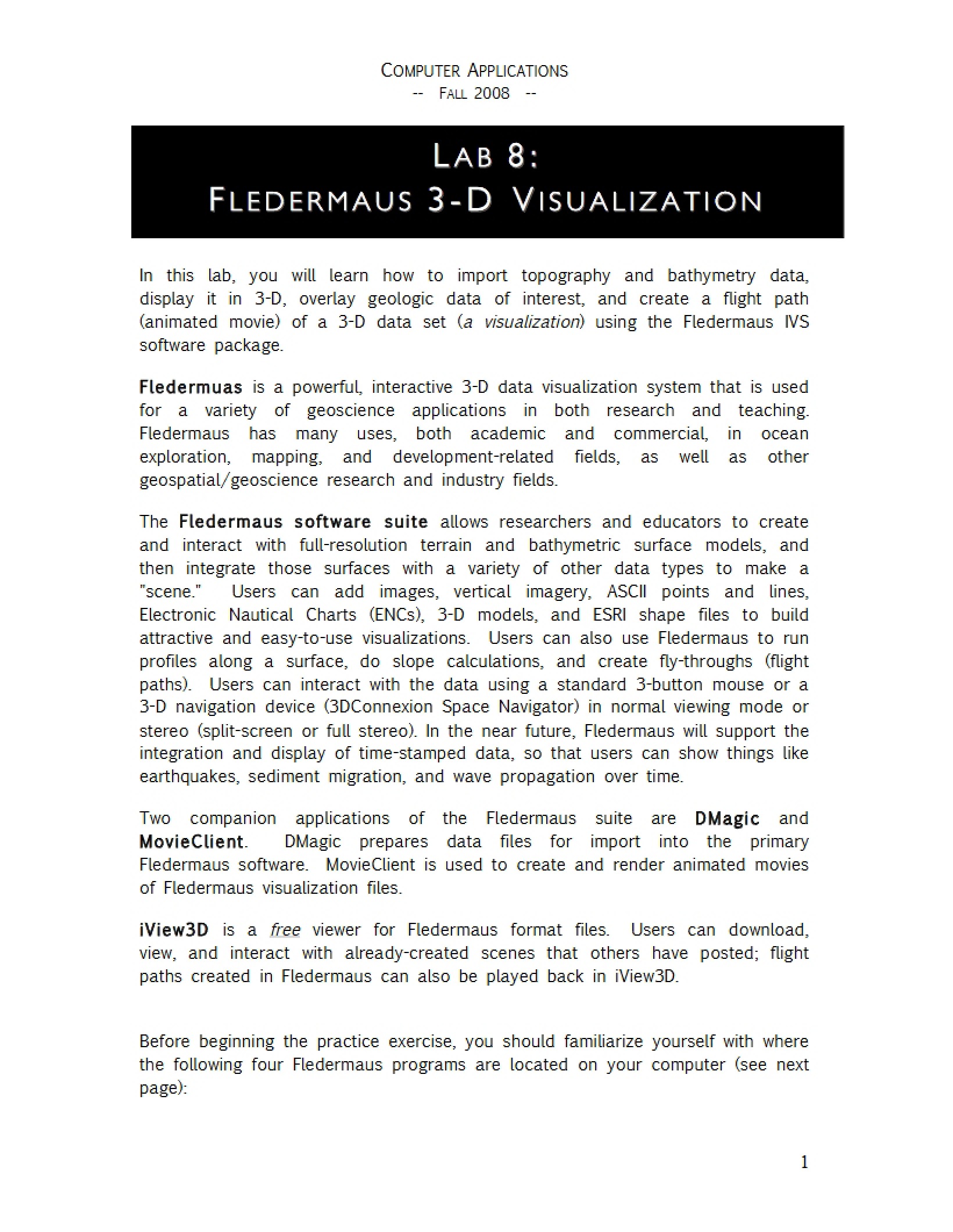 Fledermaus Visualization in 3D Lab Eight