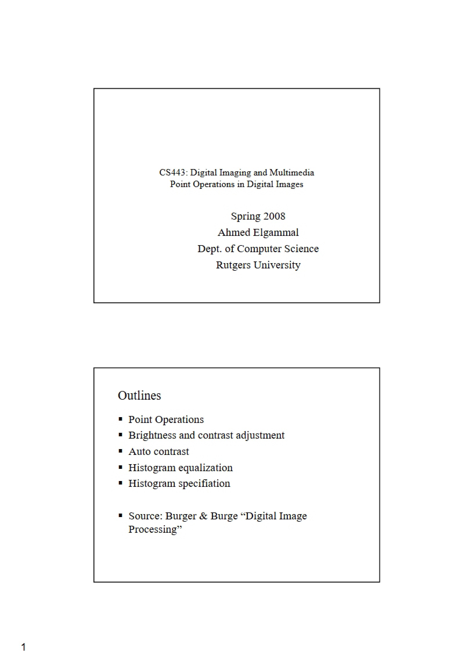 Digital Images Point Operations