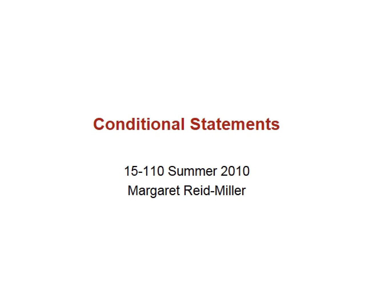 Statements of Conditions