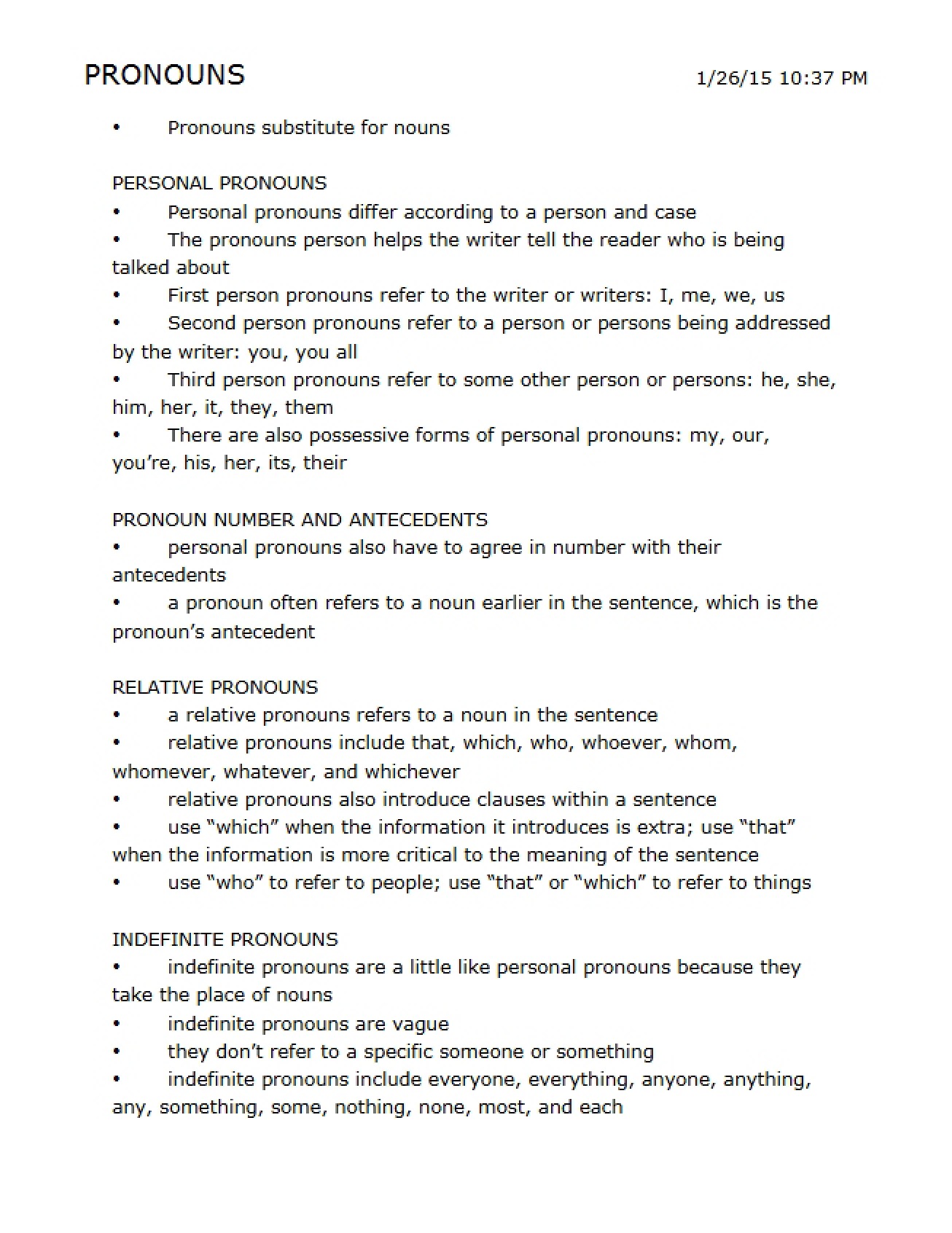 Grammar Pronouns