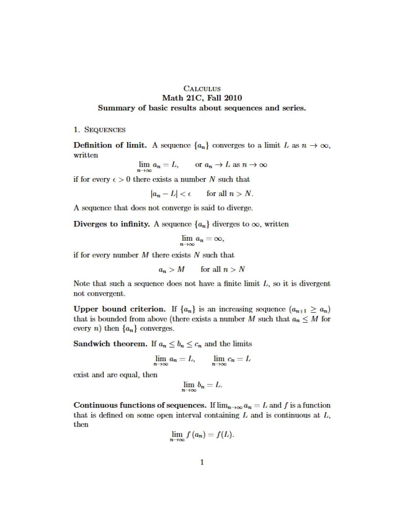 Calculus Lecture Notes