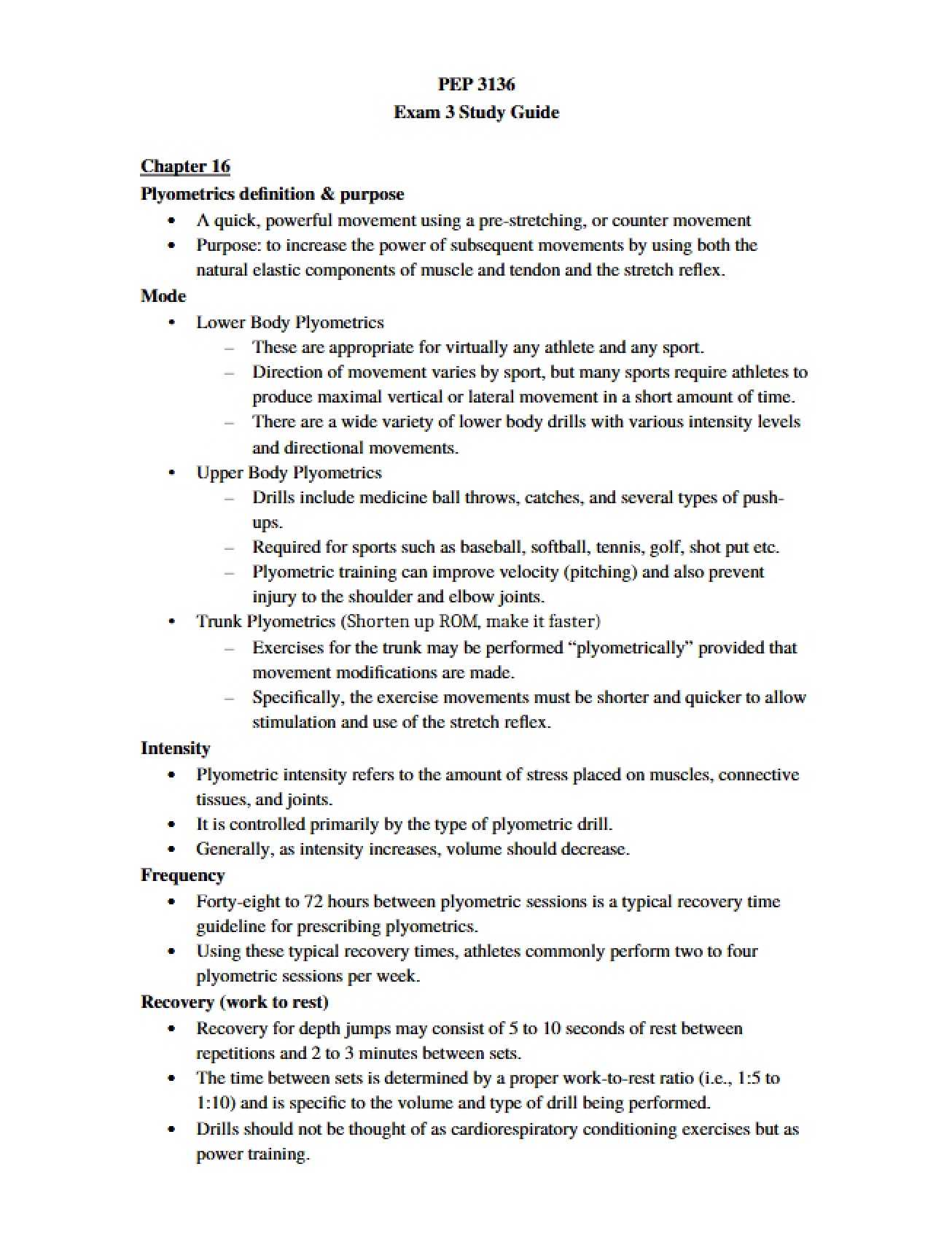 Third Exam Review Sheet