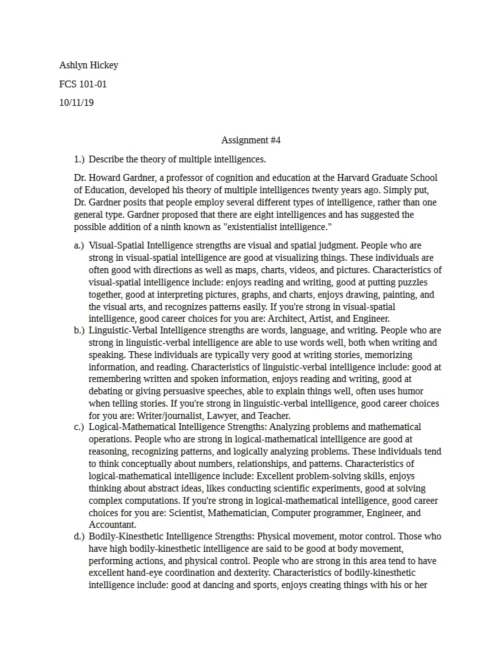 Intelligences Theory