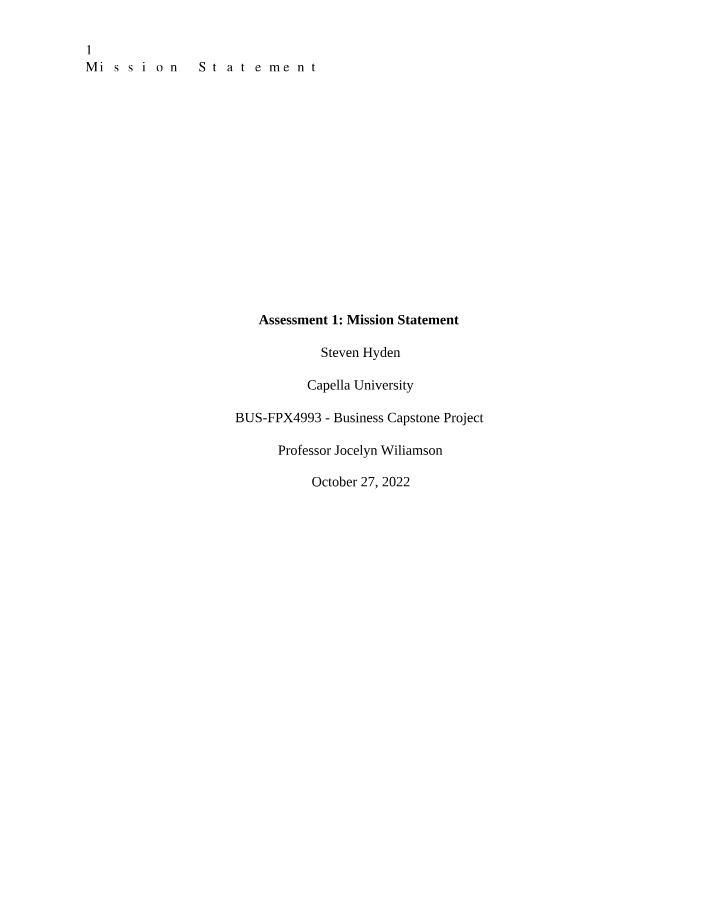 Mission Statement - Assessment 1