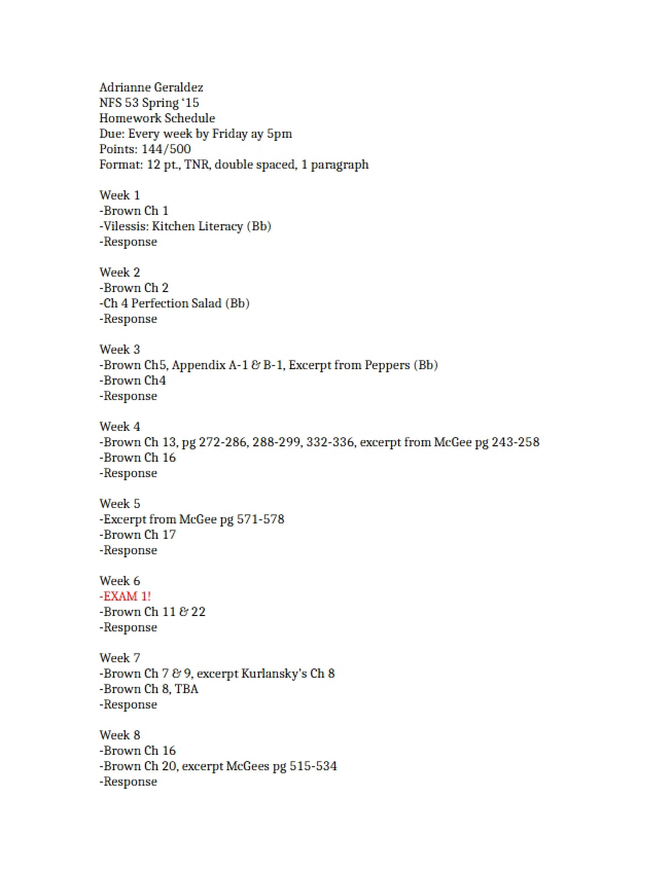 Homework for NFS 53