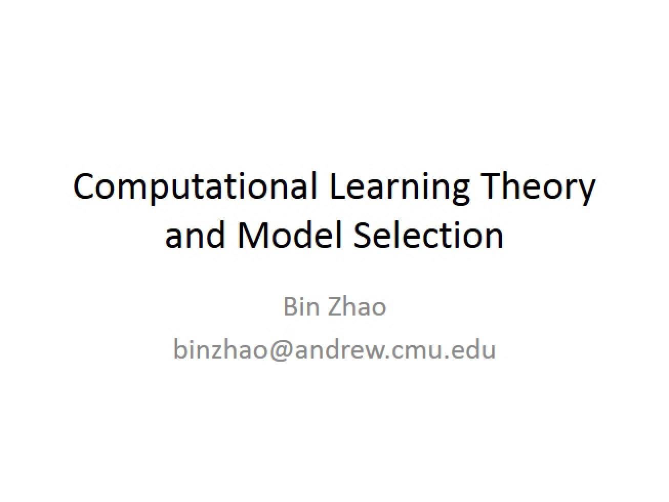 Model Selection and Computational Learning Theory